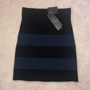 Black Blue Striped Bodycon High Waisted Mini Skirt